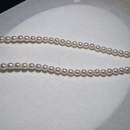 Takashi baby pearl necklace 42cm length with 3.2-3.4mm white pearls on sterling silver chain
