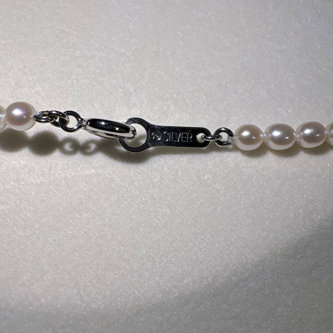 Takashi baby pearl necklace 42cm length with 3.2-3.4mm white pearls on sterling silver chain