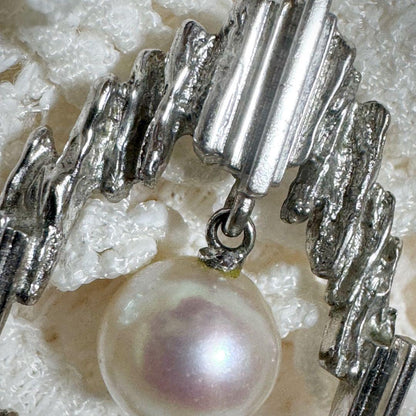 Mikimoto Ayako pearl necklace with silver chain and pearl pendant top