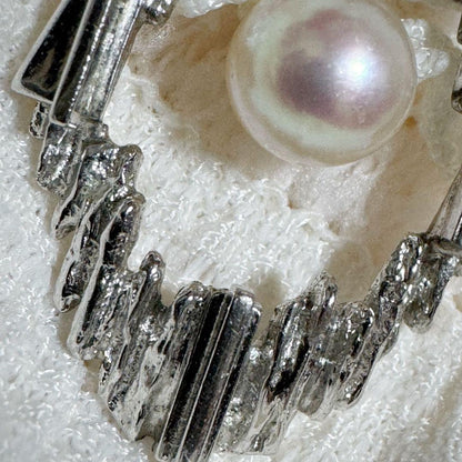 Mikimoto Ayako pearl necklace with silver chain and pearl pendant top
