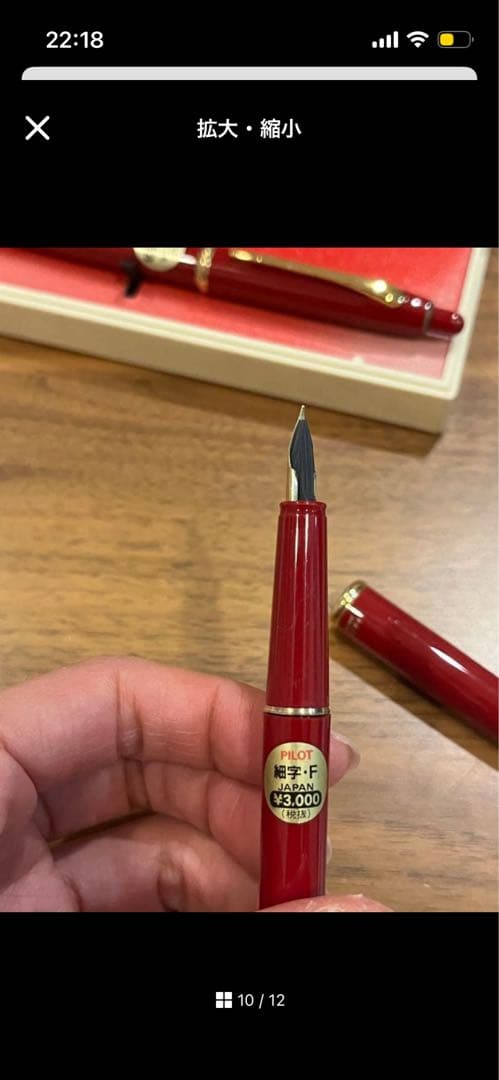 Pilot ballpoint pen mechanical pencil and fountain pen set in red and gold cracked case, showing wear and rust