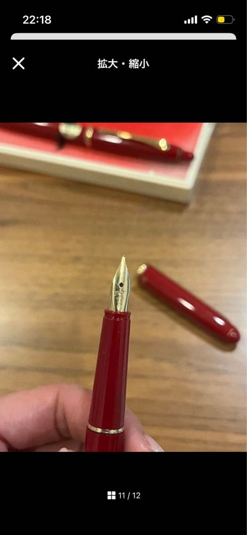 Pilot ballpoint pen mechanical pencil and fountain pen set in red and gold cracked case, showing wear and rust