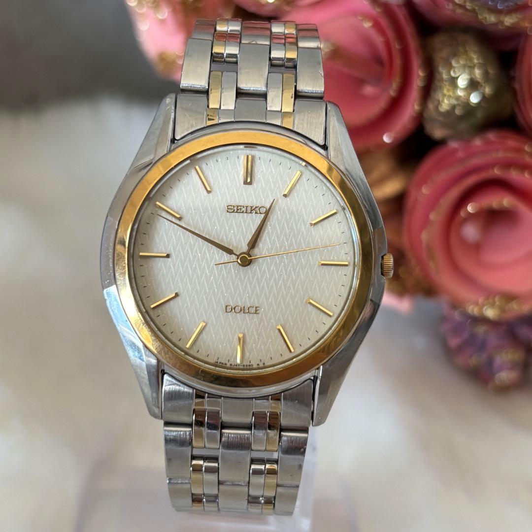 SEIKO DOLCE Gold Combo Quartz Men's Watch — Japanese