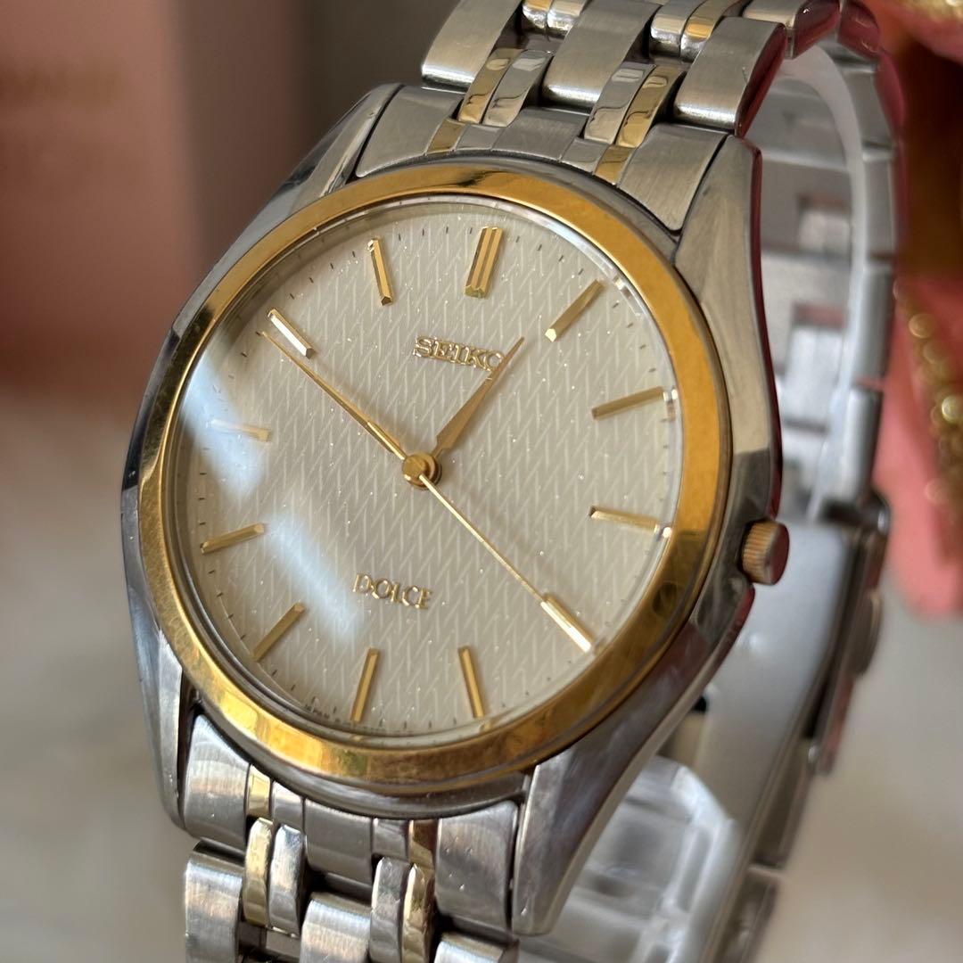 SEIKO DOLCE Gold Combo Quartz Men's Watch — Japanese