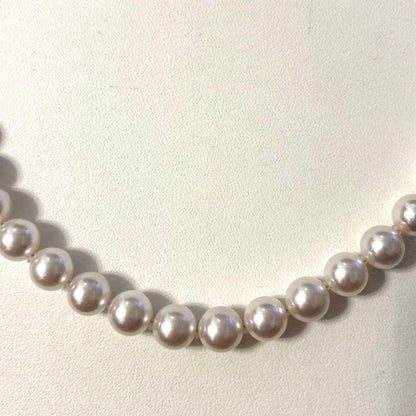 Akoya Pearl Hanadama necklace with 8.5 to 9mm pearls paired with K 14WG and silver earrings set