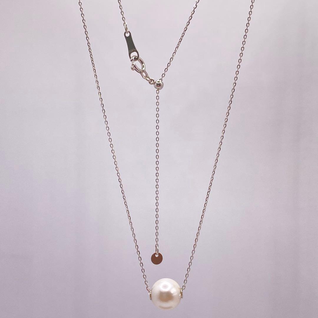 Law Akoya genuine 7.5mm round pearl platinum PT850 small bean chain 45cm necklace with natural white pink pearls