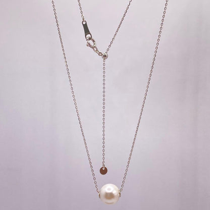 Law Akoya genuine 7.5mm round pearl platinum PT850 small bean chain 45cm necklace with natural white pink pearls