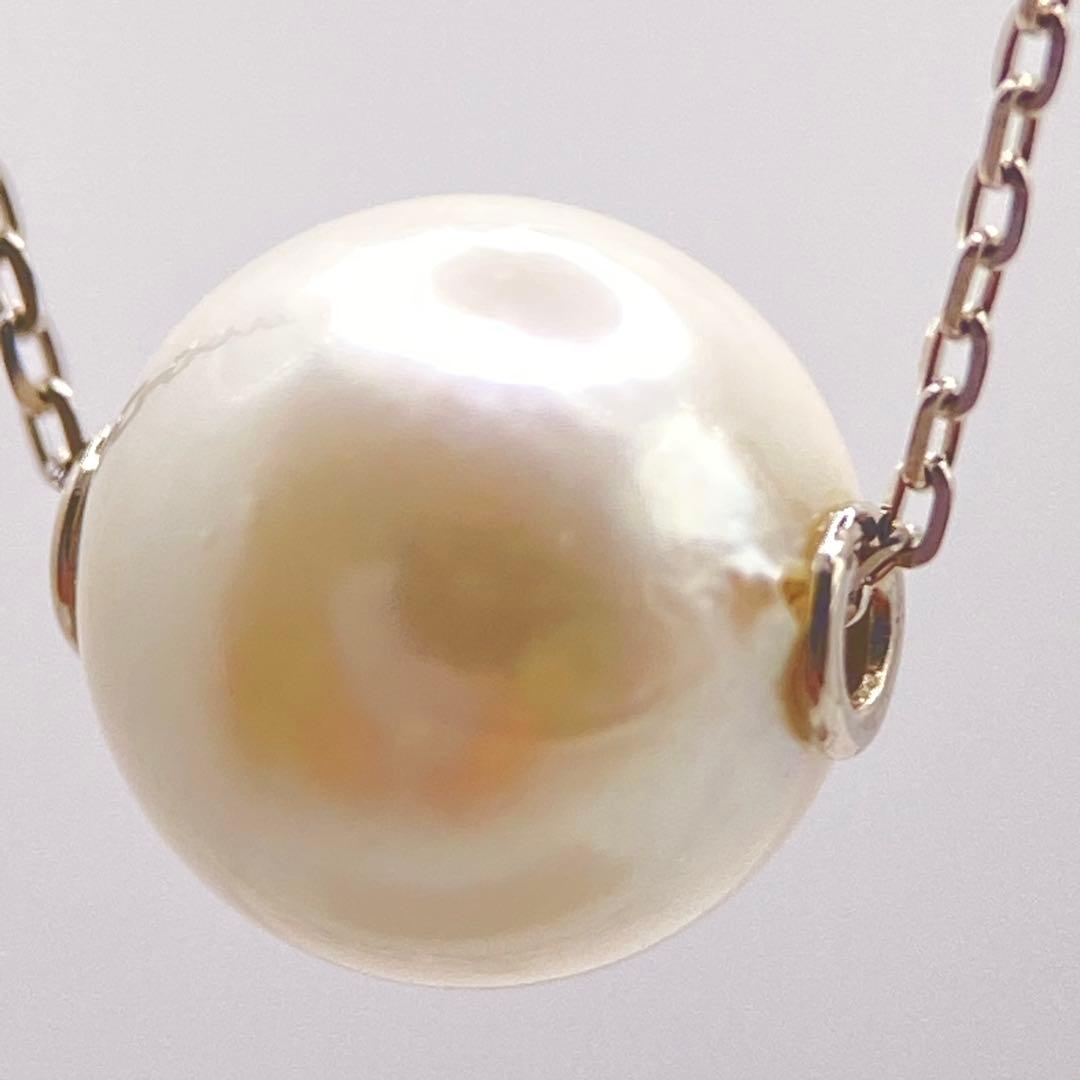 Law Akoya genuine 7.5mm round pearl platinum PT850 small bean chain 45cm necklace with natural white pink pearls