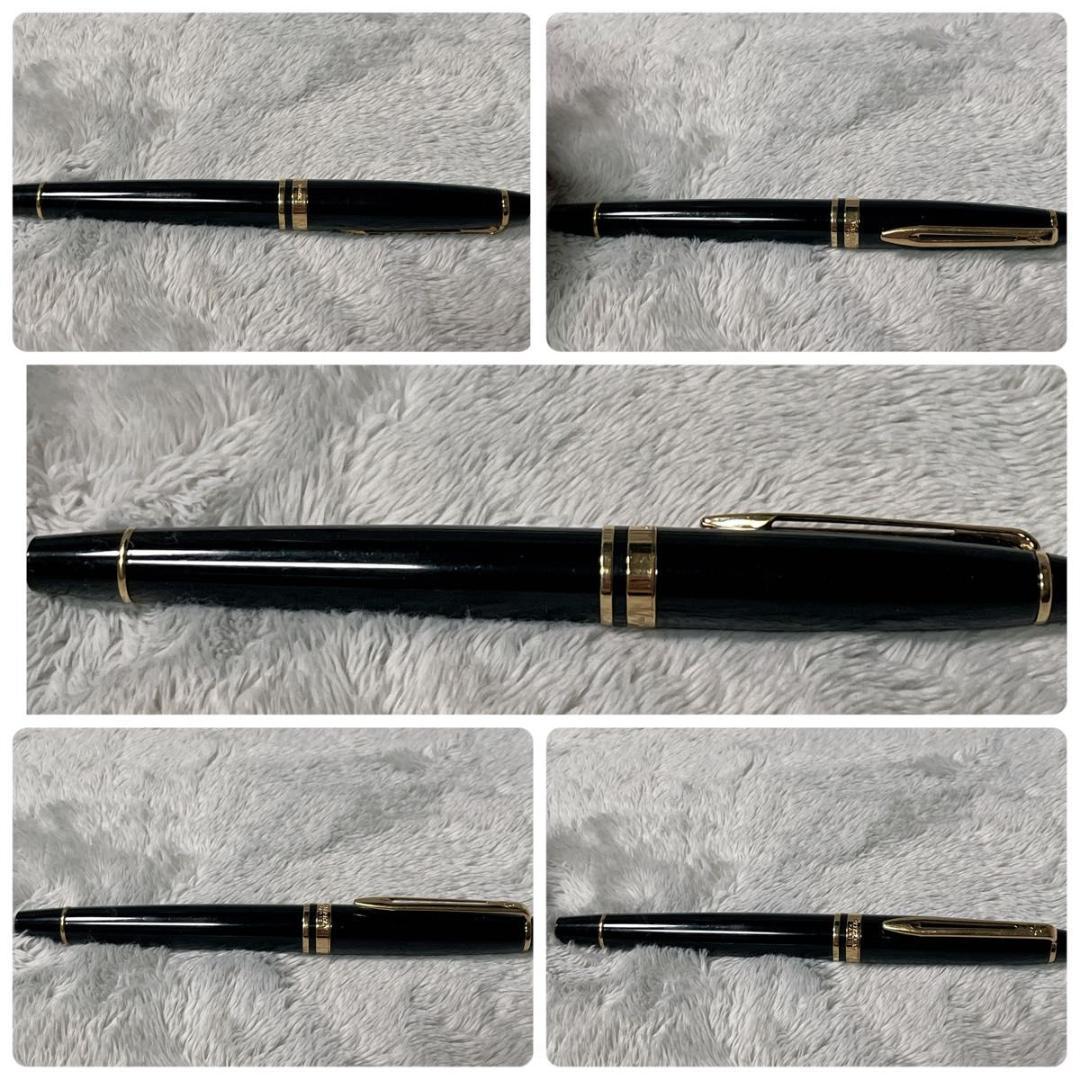 Close-up of a Waterman Fountain Pen with a sleek black body and silver accents
