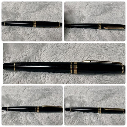 Close-up of a Waterman Fountain Pen with a sleek black body and silver accents