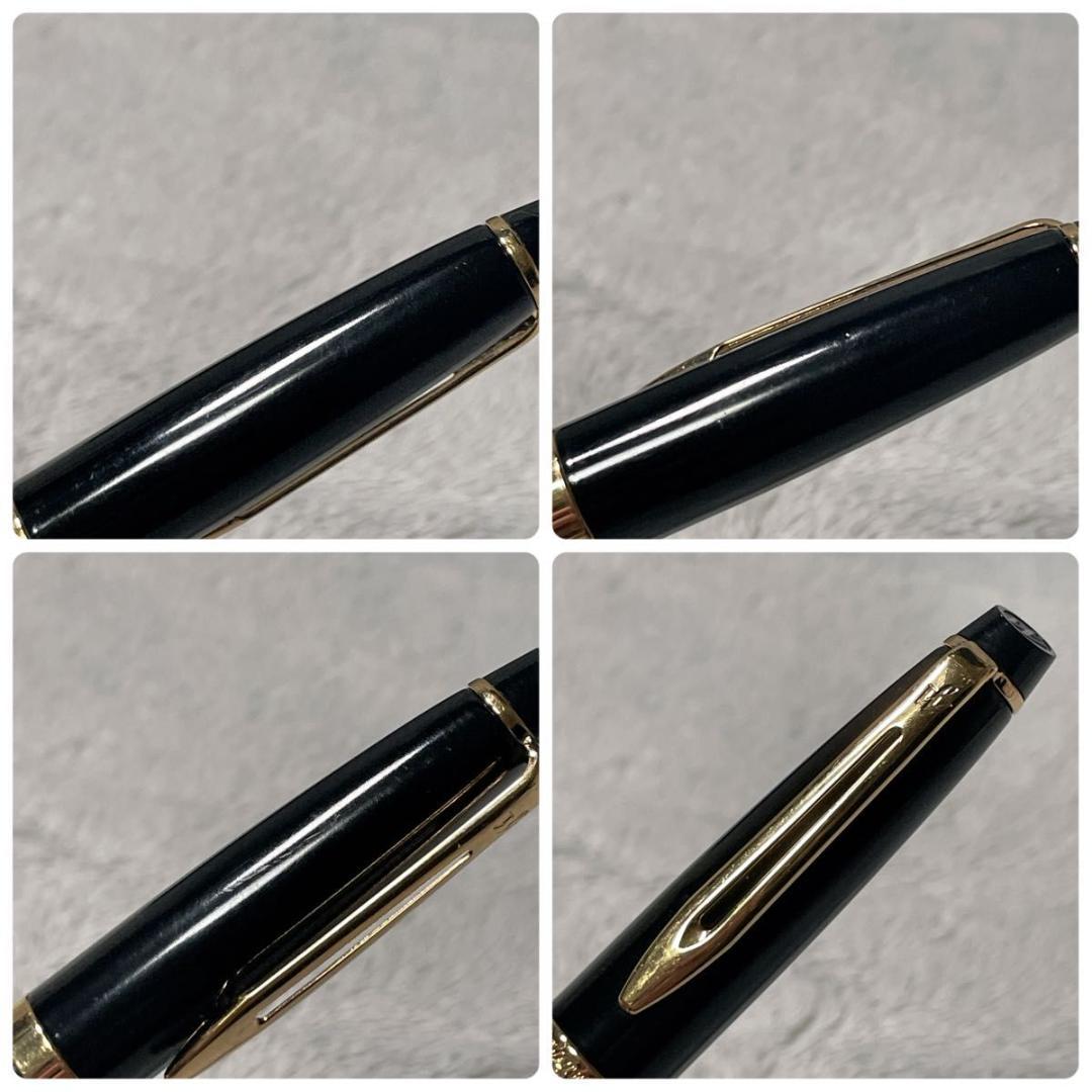 Close-up of a Waterman Fountain Pen with a sleek black body and silver accents