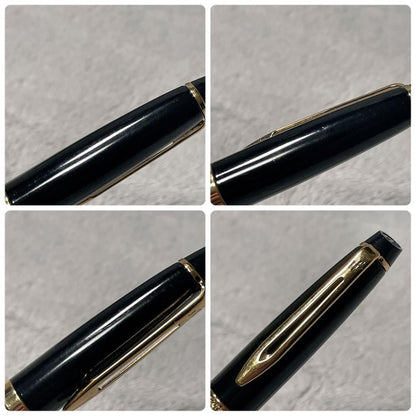 Close-up of a Waterman Fountain Pen with a sleek black body and silver accents