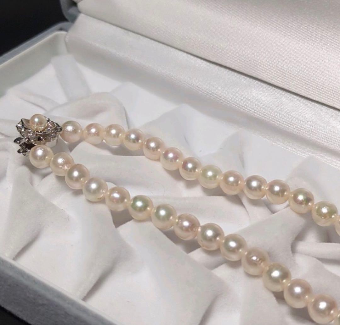 Akoya pearl necklace 43cm long with white real pearls on a necklace chain