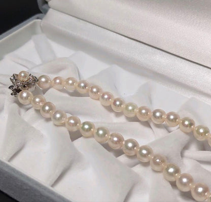 Akoya pearl necklace 43cm long with white real pearls on a necklace chain