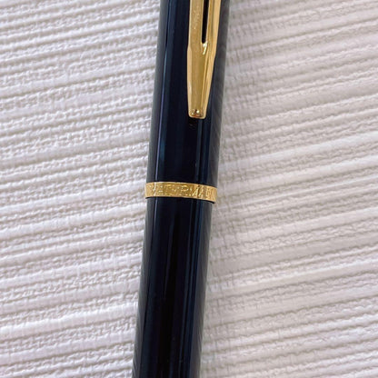 Waterman Ballpoint Pen Black Gold 023 with sleek black and gold finish, 14 cm long and 1 cm diameter