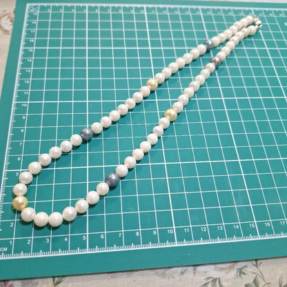 Akoya pearl multicolor necklace 50cm with pearls size 7-9mm and silver clasp with inscription