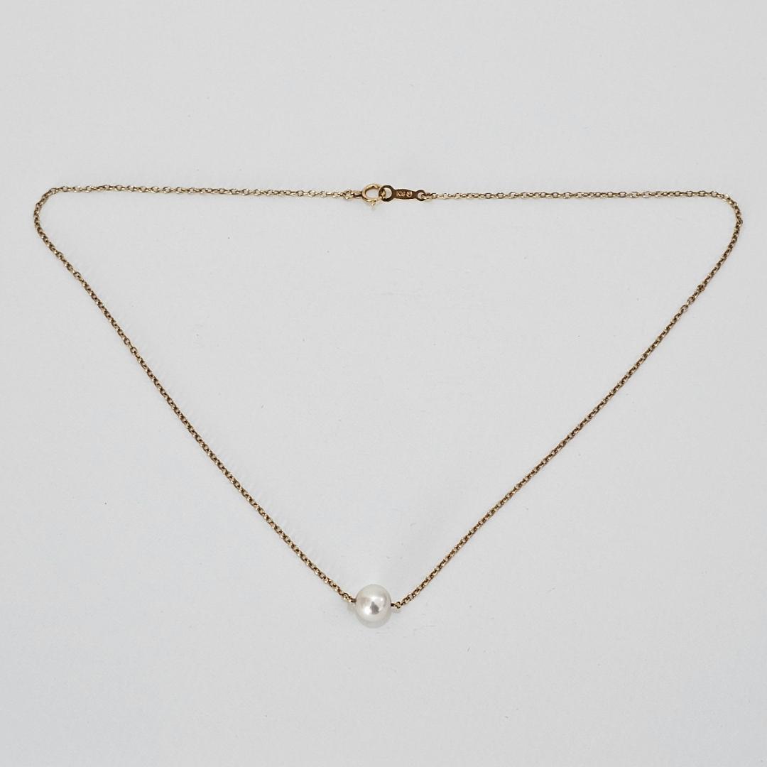 1971 Mikimoto pearl necklace with 6.3mm pearls and K18 yellow gold 40cm chain