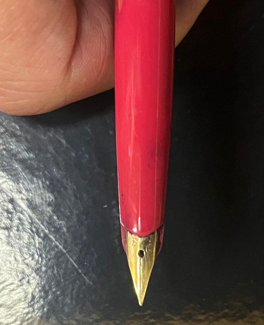 Pilot Fountain Pen Short K14 in red with flower pattern and 14K gold nib