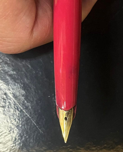 Pilot Fountain Pen Short K14 in red with flower pattern and 14K gold nib
