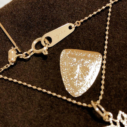 Agete K10 hollow gold necklace with flower motif and adjustable ball-slider clasp