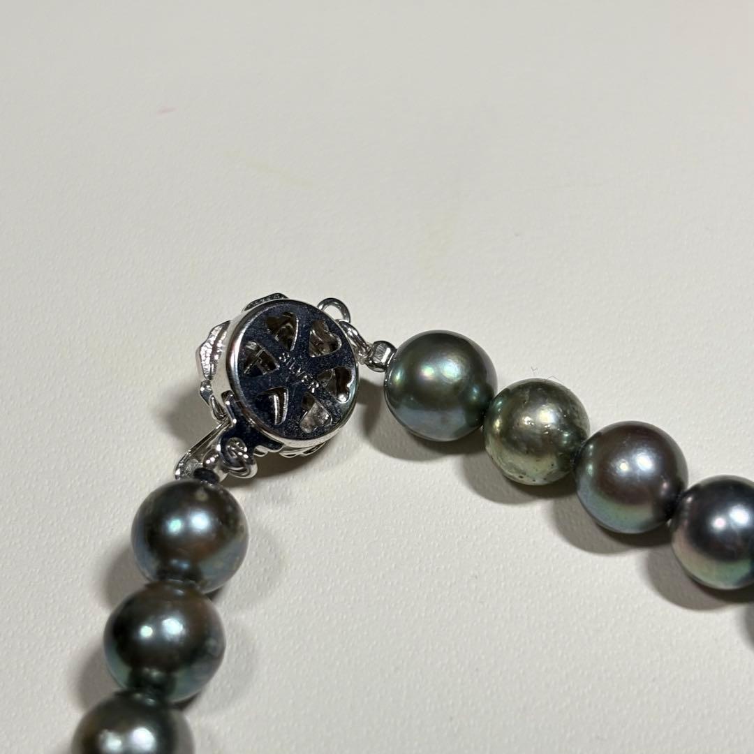 Akoya pearl peacock necklace with 7-7.5mm round pearls and silver SV clasp measuring about 42cm