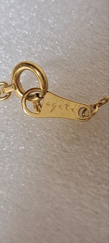 Agete Diamond Necklace featuring yellow gold chain, white gold top with 0.05 carat diamond, 40 cm adjustable length