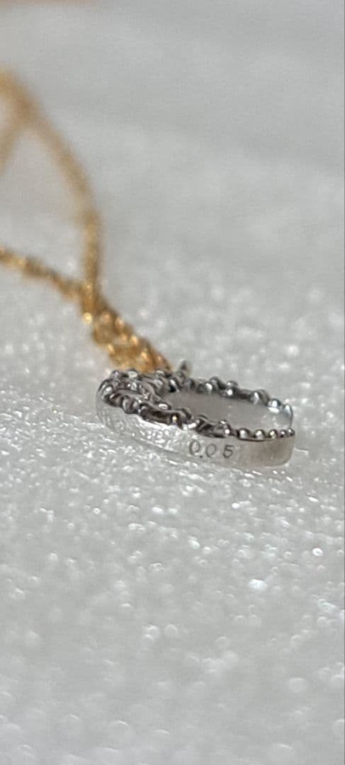 Agete Diamond Necklace featuring yellow gold chain, white gold top with 0.05 carat diamond, 40 cm adjustable length