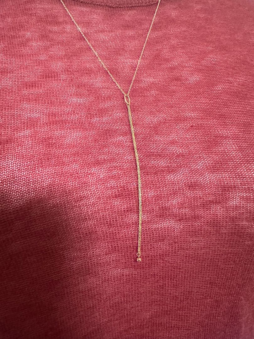 K10 Y-shaped necklace with detachable chain charm, 56 cm length, displayed on white background