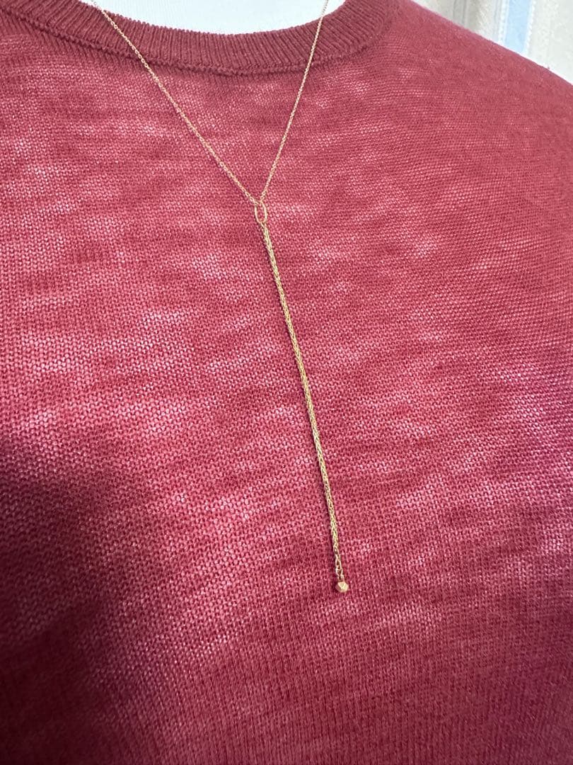 K10 Y-shaped necklace with detachable chain charm, 56 cm length, displayed on white background