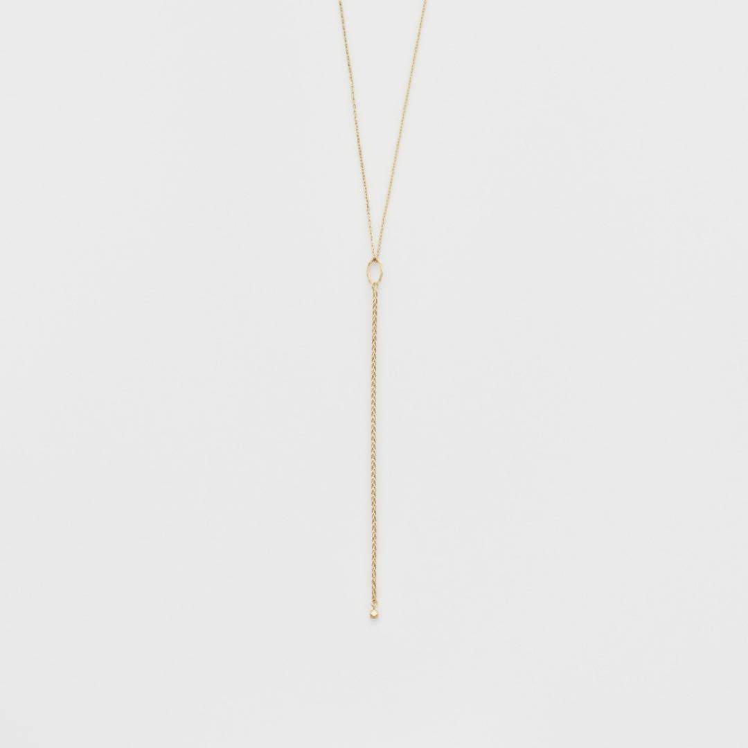 K10 Y-shaped necklace with detachable chain charm, 56 cm length, displayed on white background