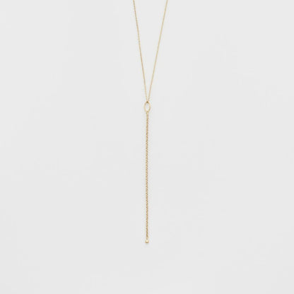 K10 Y-shaped necklace with detachable chain charm, 56 cm length, displayed on white background