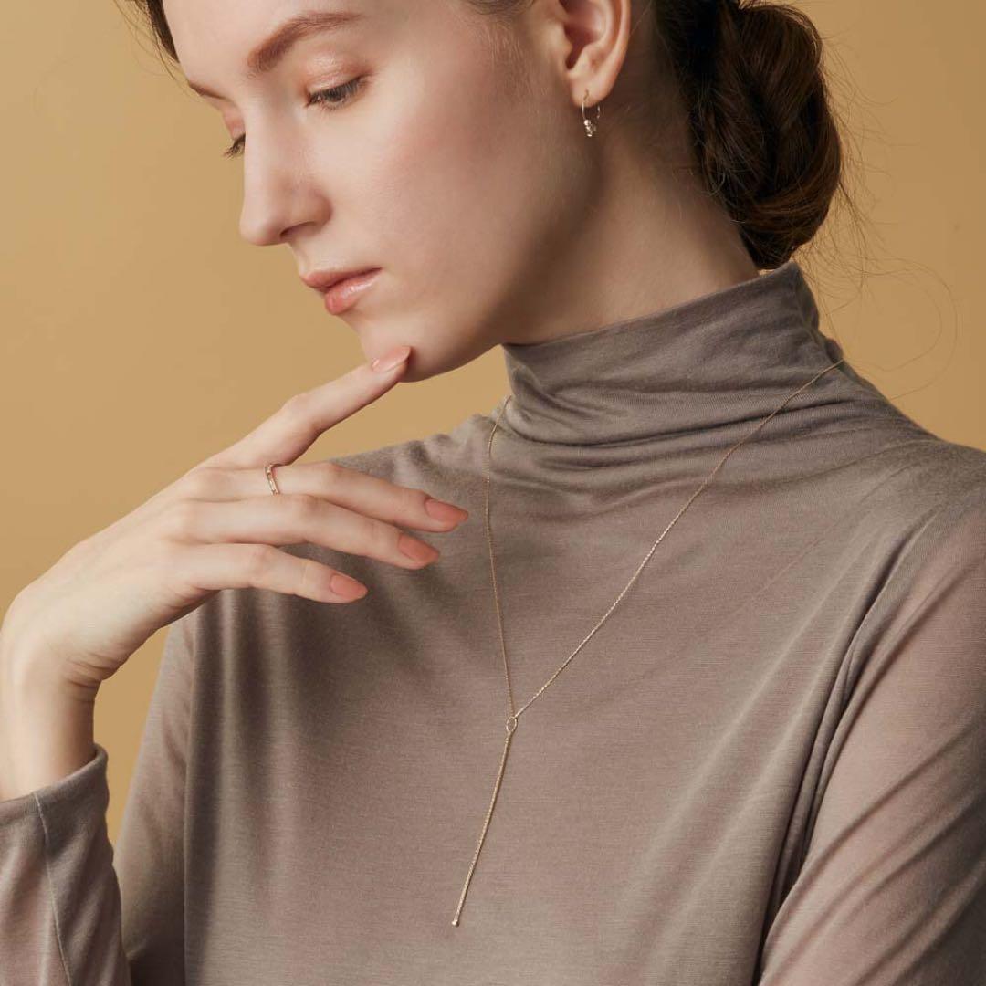 K10 Y-shaped necklace with detachable chain charm, 56 cm length, displayed on white background