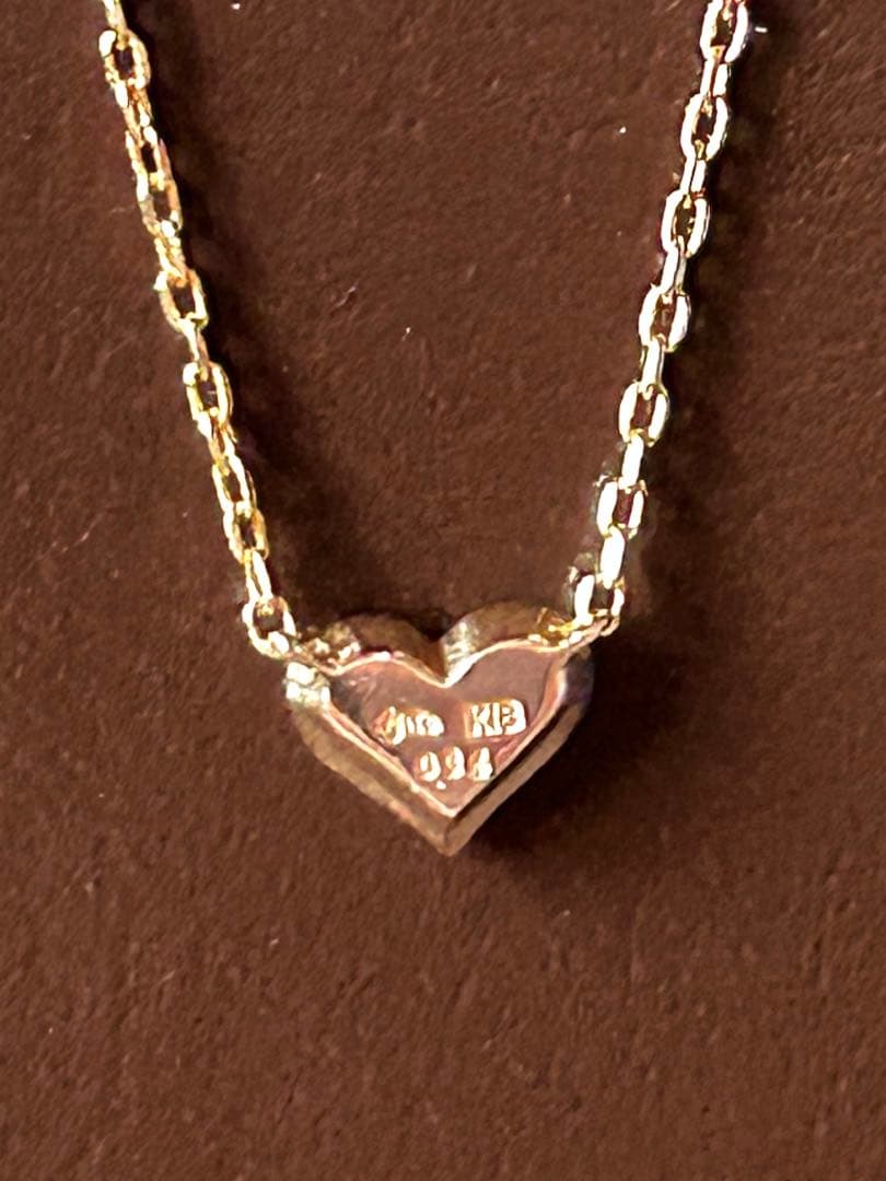 Agete 18k pink gold diamond heart necklace with 0.6 cm x 0.5 cm heart pendant on a 40 cm chain