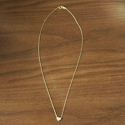 Agete 18k pink gold diamond heart necklace with 0.6 cm x 0.5 cm heart pendant on a 40 cm chain