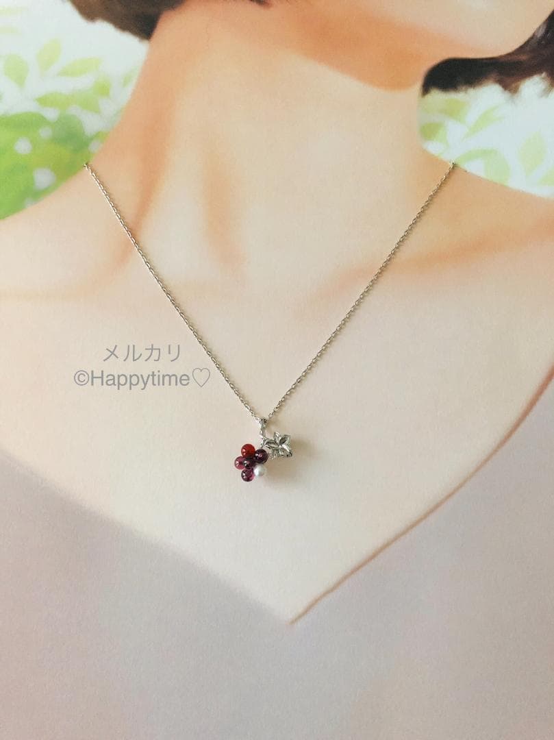 Mikimoto brooch and pendant necklace featuring Akoya pearl, carnelian, garnet stones on 40cm silver rhodium chain with box case