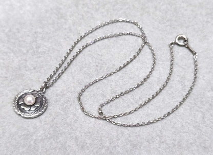 MIKIMOTO Pearl SILVER Necklace C2224 with 40cm length displayed on a white background