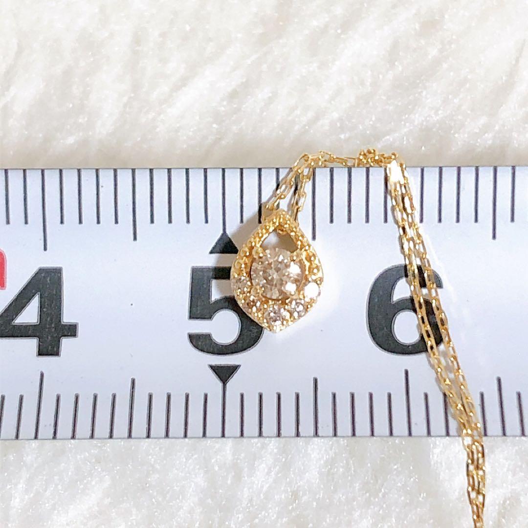 agete K18 0.10ct yellow gold necklace with night sky moon-like diamond melee center stone