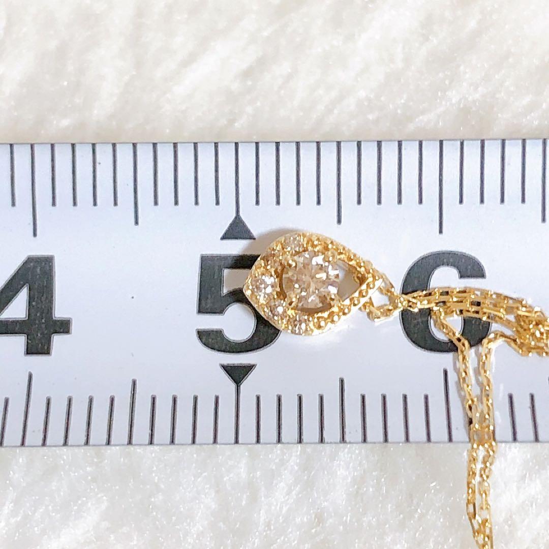 agete K18 0.10ct yellow gold necklace with night sky moon-like diamond melee center stone