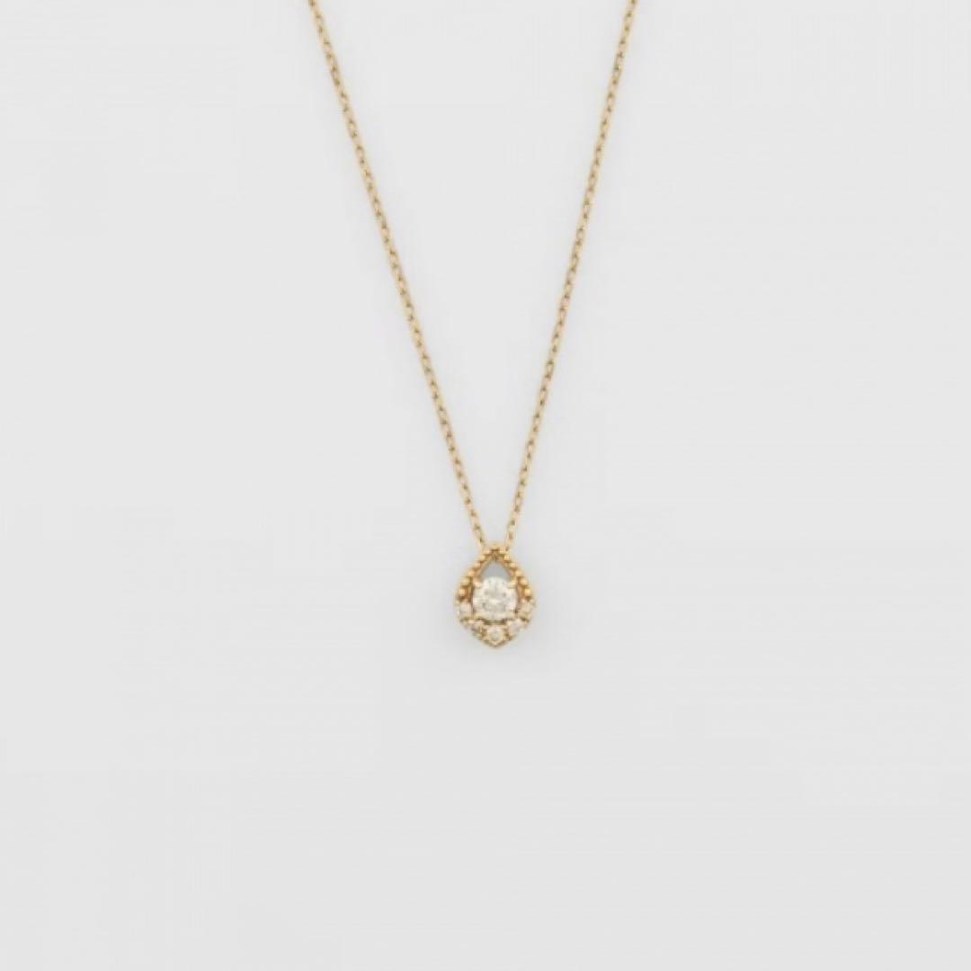 agete K18 0.10ct yellow gold necklace with night sky moon-like diamond melee center stone