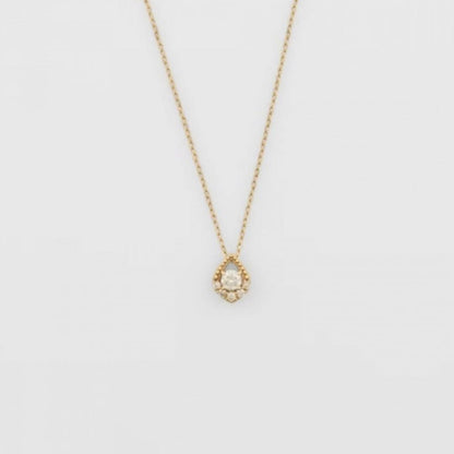 agete K18 0.10ct yellow gold necklace with night sky moon-like diamond melee center stone