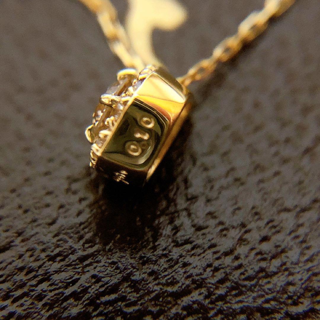 agete K18 0.10ct yellow gold necklace with night sky moon-like diamond melee center stone
