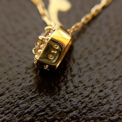 agete K18 0.10ct yellow gold necklace with night sky moon-like diamond melee center stone