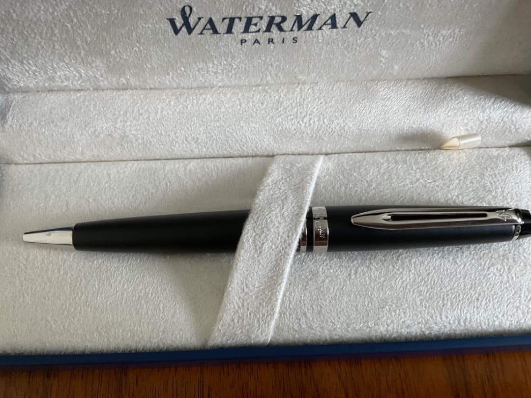Waterman Essential ballpoint pen in highest grade material with protective case, unused, made in France