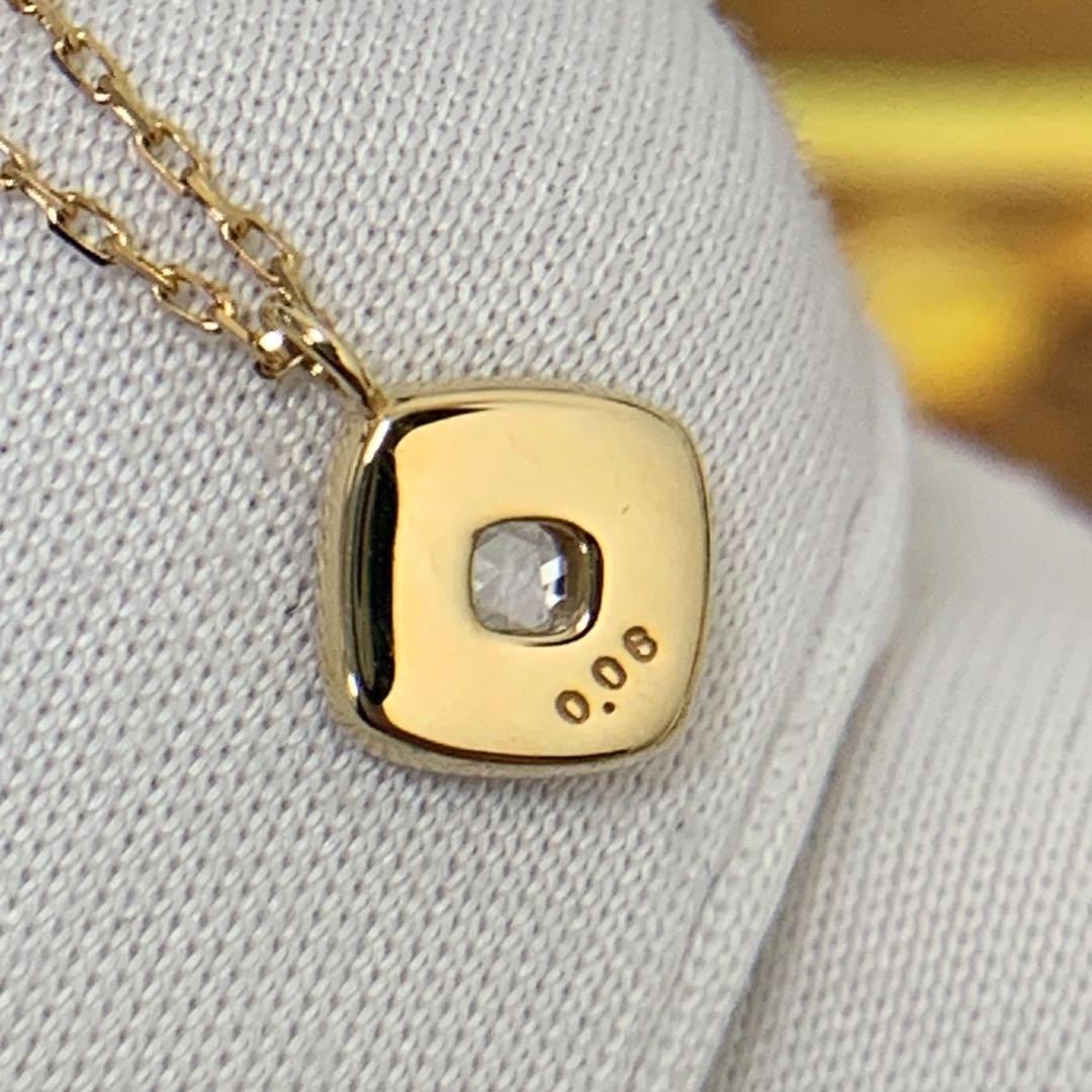 Agate Diamond 0.06ct K18YG Necklace with 36-40cm gold chain and 8.6x6.6mm pendant