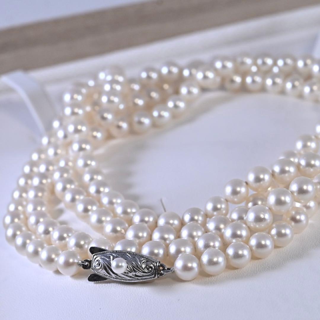 Takashi Akoya Pearl Necklace 113cm long with lustrous white pearls and elegant design