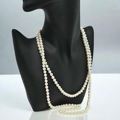 Takashi Akoya Pearl Necklace 113cm long with lustrous white pearls and elegant design