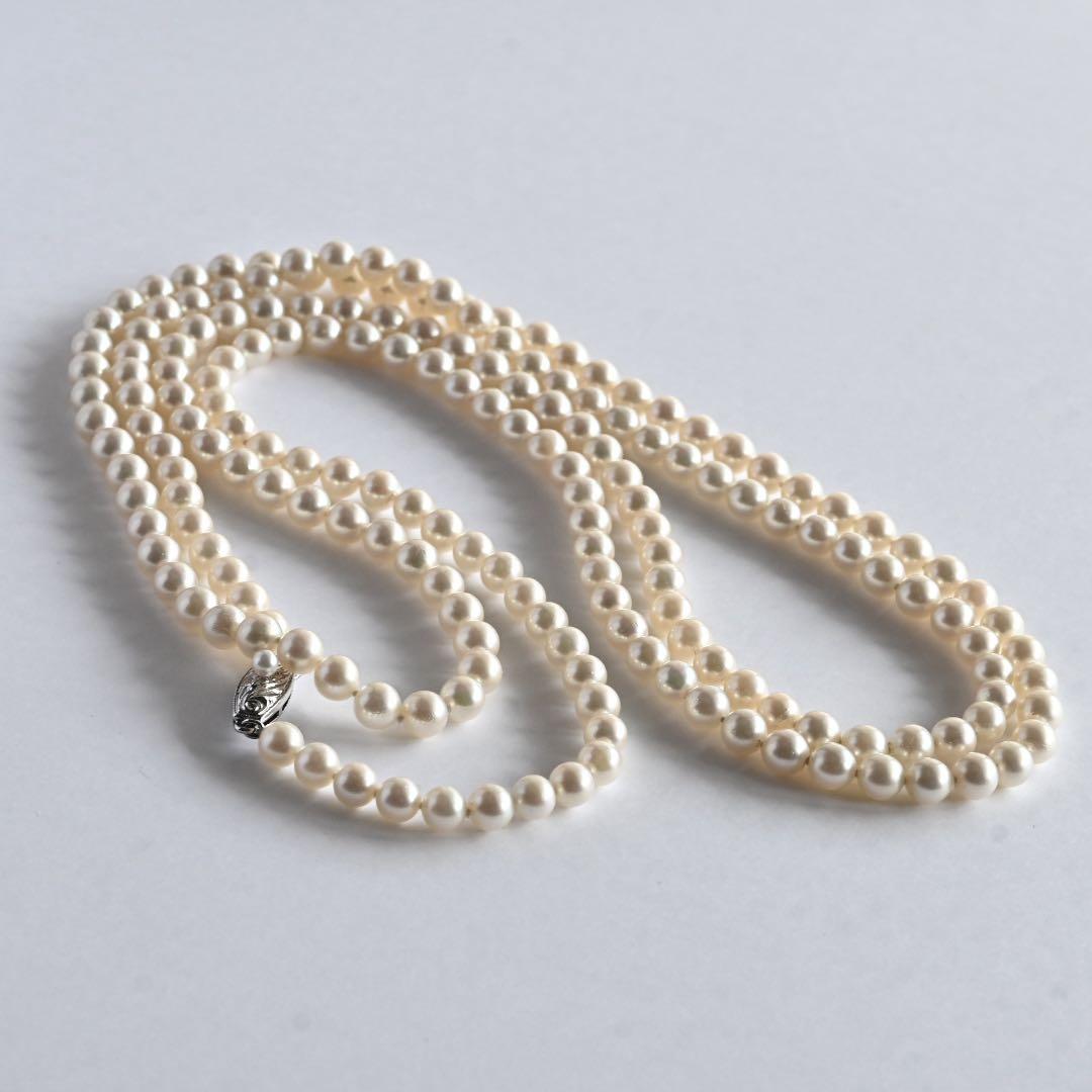 Takashi Akoya Pearl Necklace 113cm long with lustrous white pearls and elegant design
