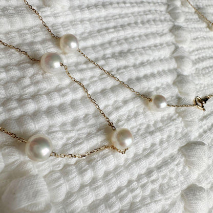 TASAKI pink luster station bracelet and necklace set with option to connect as long necklace