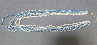 ageté K10 3-piece set with blue and white freshwater pearl necklace, bracelet, and earrings made of stone