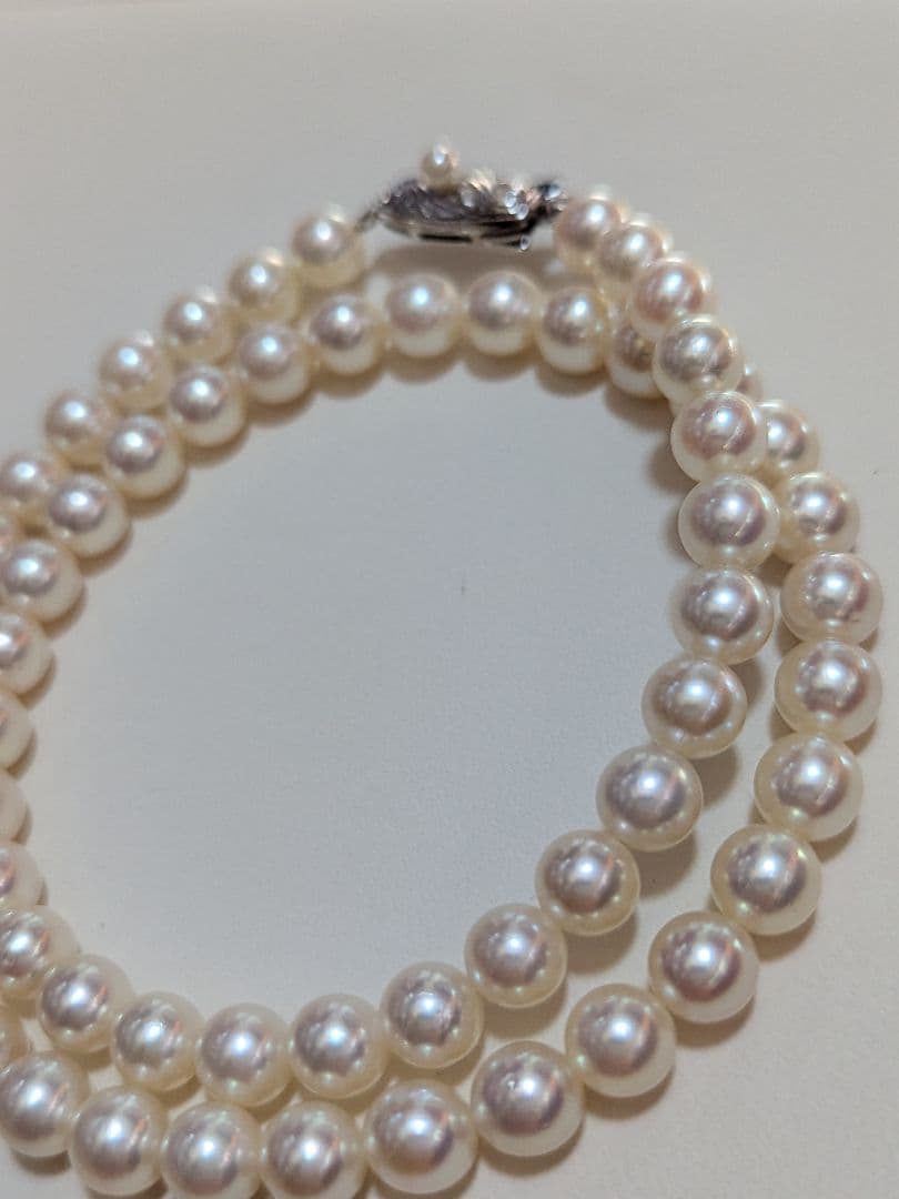 Tasaki Akoya pearl necklace with 6.5-7mm pearls and silver clasp, 42cm length